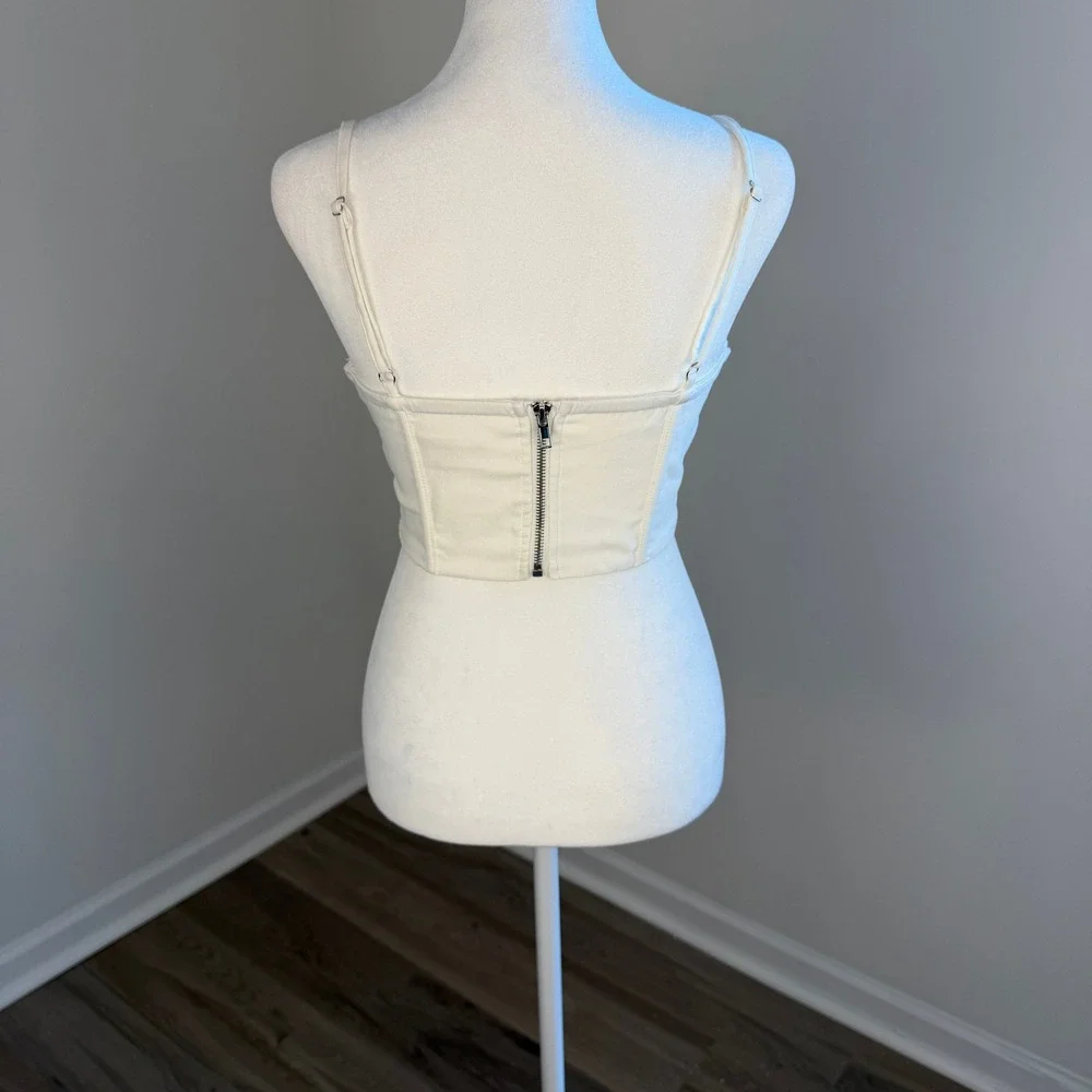 Showpo Ivory Ruched Corset Top Womens Size 2 Structured Bustier Cami Y2K Coastal